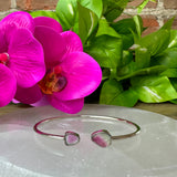 Polished Watermelon Tourmaline Double Gemstone sterling silver Cuff Bracelet